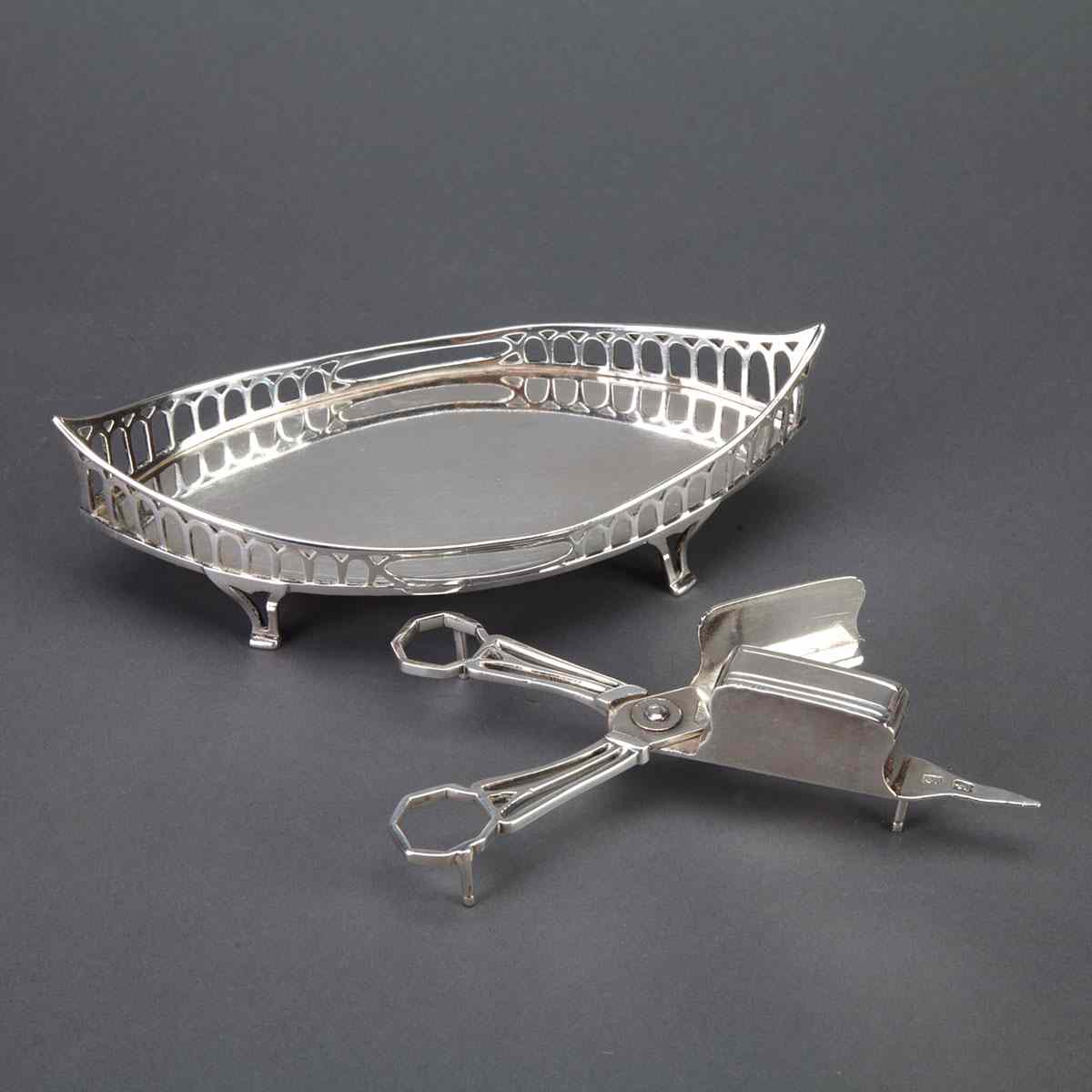 Appraisal: Portuguese Silver Snuffers and Tray Oporto early th century Length