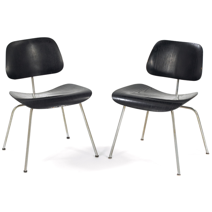 Appraisal: Charles and Ray Eames DCMs pair by Herman Miller moldedebonized