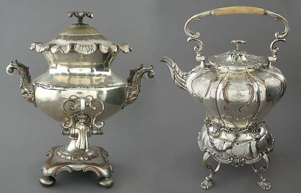 Appraisal: A Sheffield plate hot water urn and Sheffield plate hot