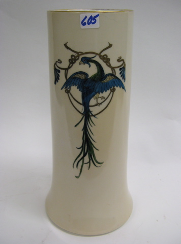 Appraisal: FRENCH LIMOGES PORCELAIN VASE having hand painted opposing long-tailed blue