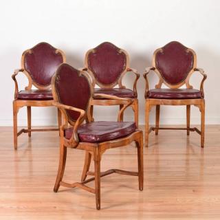 Appraisal: Set George III bleached mahogany armchairs th c nice form