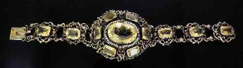 Appraisal: A th Century Continental silvery metal mounted citrine and seed