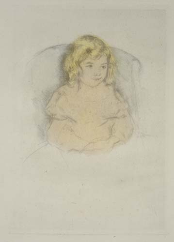 Appraisal: MARY CASSATT Sara Smiling Color drypoint on cream wove paper