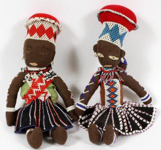 Appraisal: AFRICAN BEADED CLOTH DOLLS TWO AFRICAN BEADED CLOTH DOLLS TWO