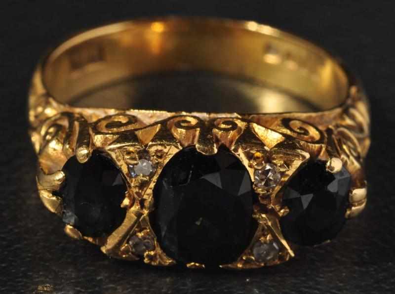 Appraisal: K Y Gold Sapphire Diamond Ring Description Circa Made in