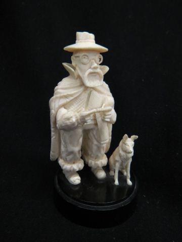 Appraisal: Carved European Ivory Figurine of an Oldman and his dog