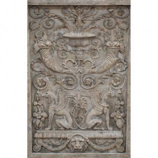 Appraisal: Figural th C Architectural Panel Having wooden frame with fiberglass