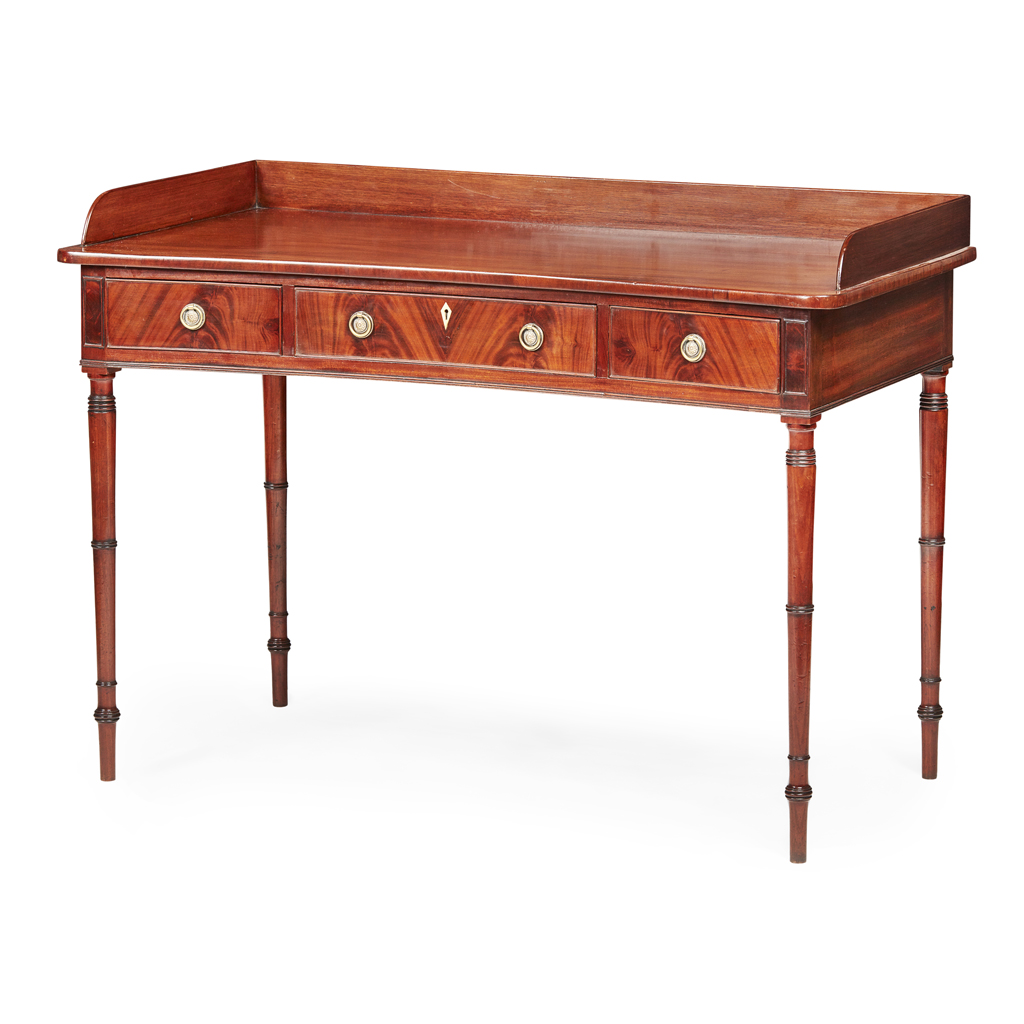 Appraisal: LATE GEORGE III MAHOGANY CONCAVE DRESSING TABLE EARLY TH CENTURY