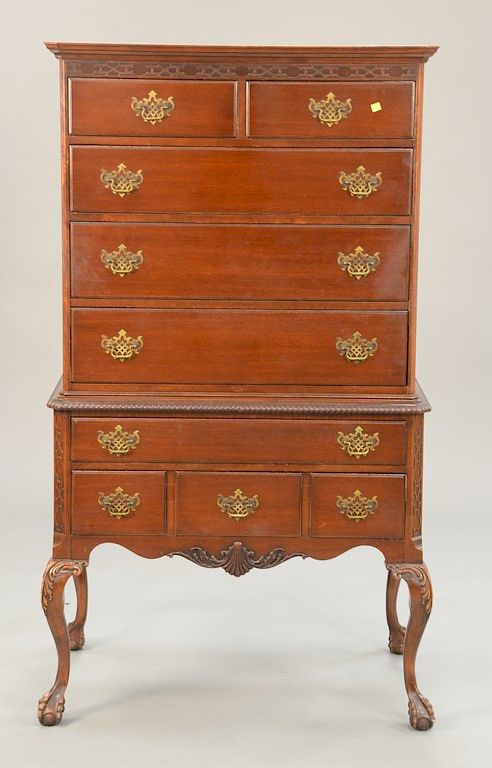 Appraisal: Mahogany Chippendale style highboy ht in wd in Mahogany Chippendale