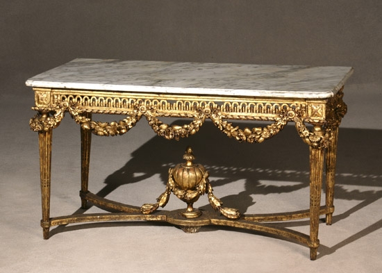 Appraisal: Louis XVI Style Giltwood Console Table th Century Having a