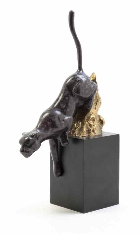 Appraisal: An Enameled Cast Metal Gilt Metal and Ebonized Wood Animalier