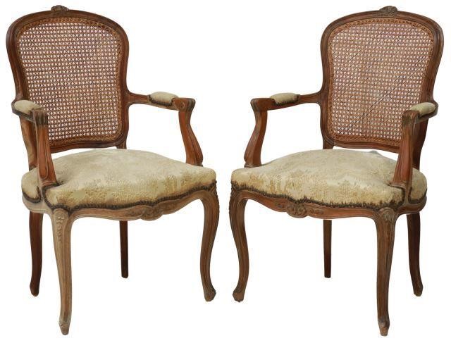 Appraisal: pair Louis XV style armchairs th c floral carved crest