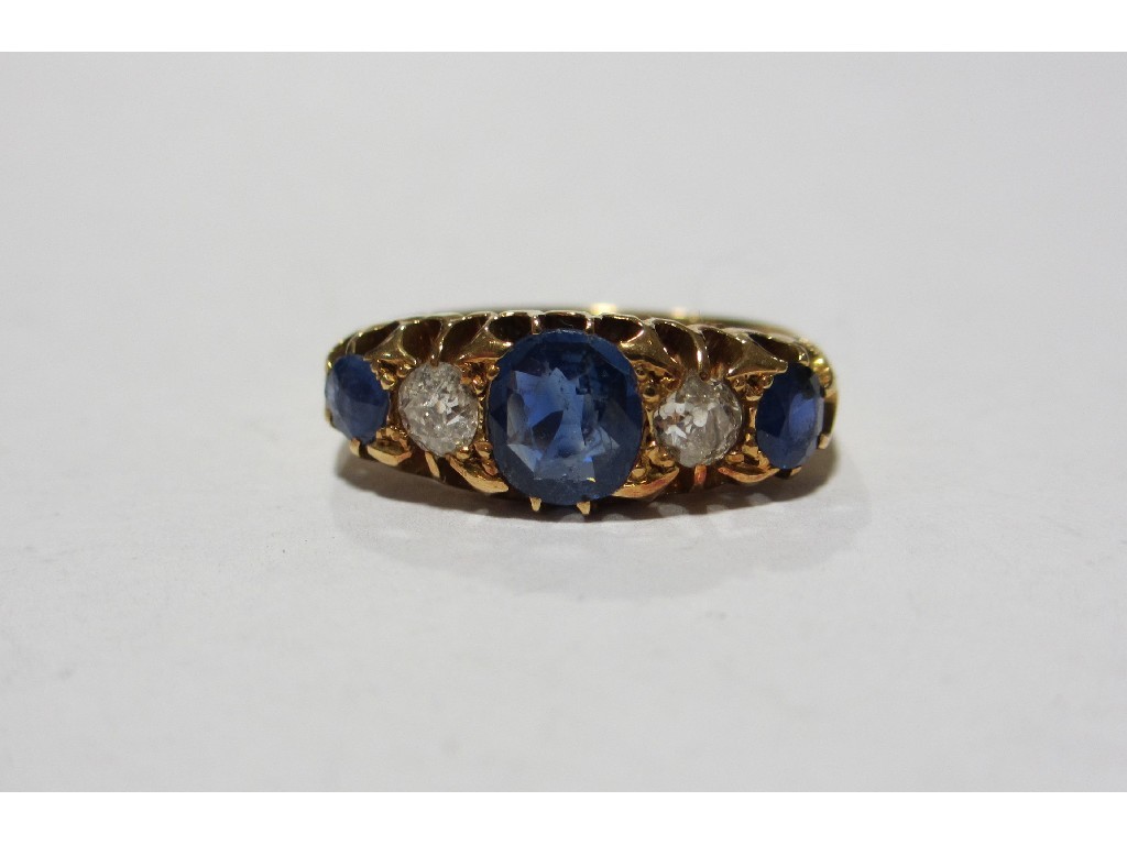 Appraisal: Victorian ct gold sapphire and diamond five stone ring