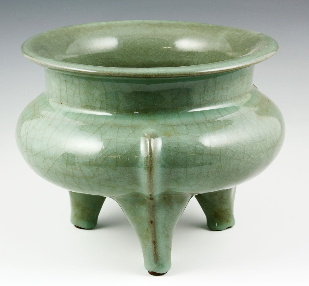 Appraisal: - Celadon Glazed Porcelain Censer Chinese censer celadon glazed porcelain