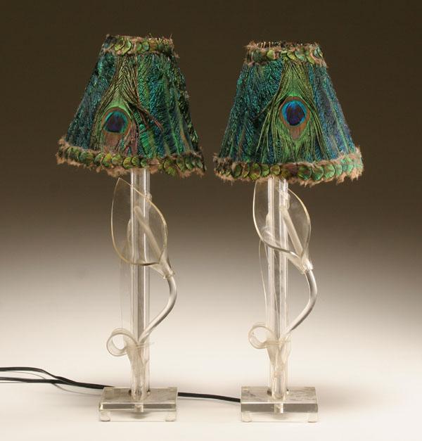 Appraisal: Pair vintage lamps lucite stem and base with jack in