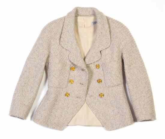 Appraisal: A Chanel Tan Tweed Jacket together with a matching blouse