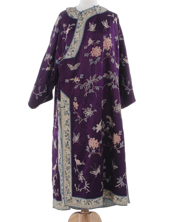 Appraisal: Chinese embroidered silk robe and skirt late Qing dynasty robe