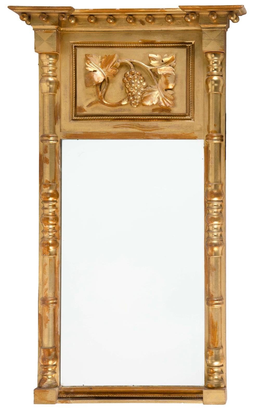 Appraisal: SHERATON CLASSICAL-STYLE GOLD LEAF MIRROR EARLY TH CENTURY HEIGHT WIDTH