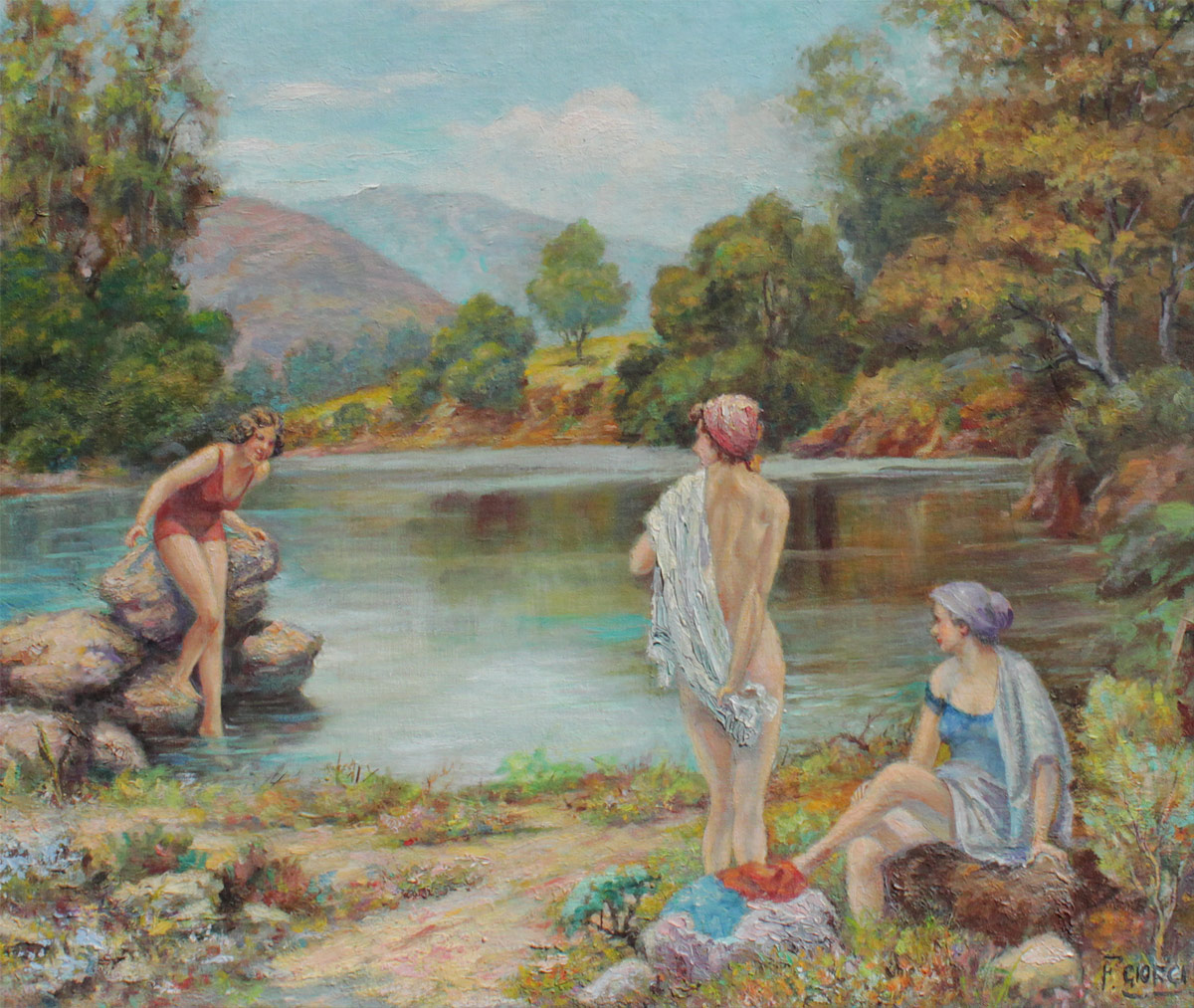 Appraisal: GIORGI Federico Agostino American - Three Bathers in a Quiet