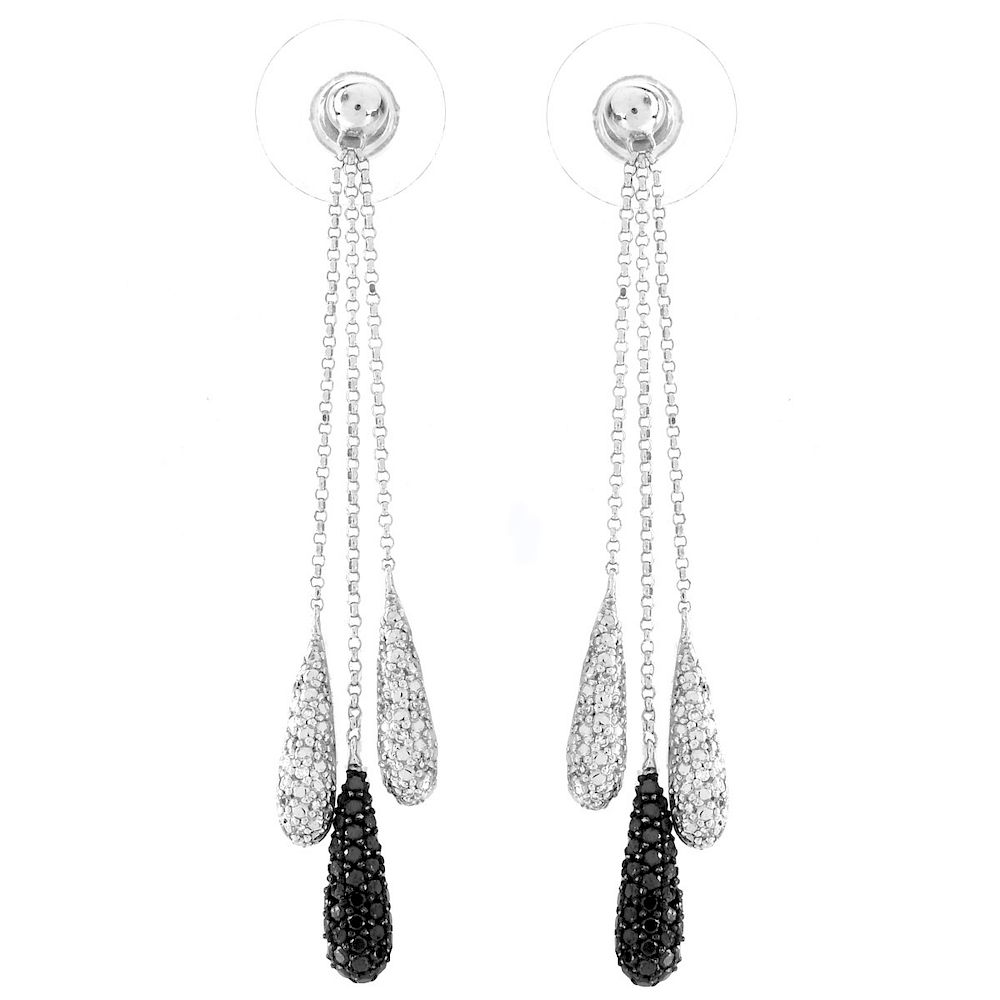 Appraisal: Delicate Diamond and K Gold Earrings Delicate Black and White