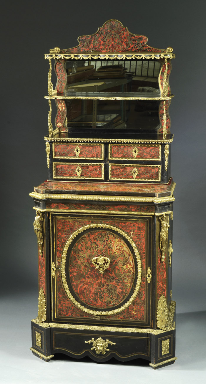 Appraisal: NAPOLEON III EBONIZED ORMOLU MOUNTED AND BOULLE INLAID SIDE CABINET