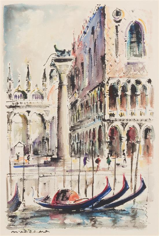 Appraisal: Sale Lot Artist Unknown th century Venetian Scene watercolor signed