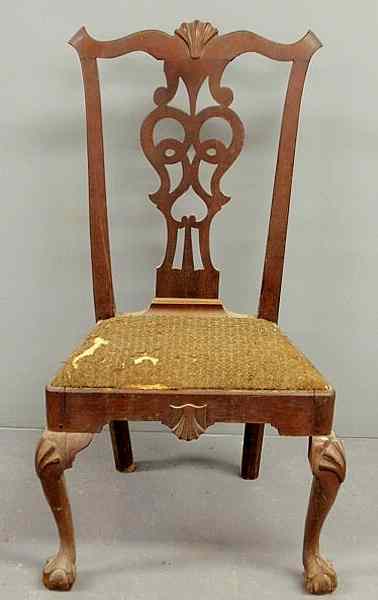 Appraisal: Rare Philadelphia Chippendale mahogany side chair c with a shell