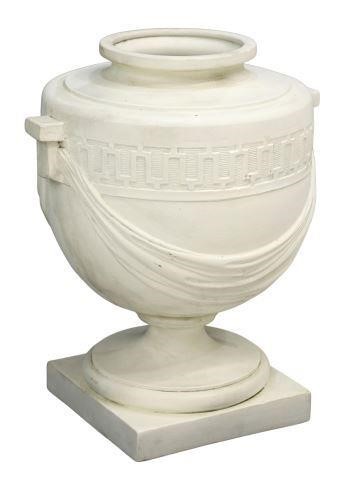 Appraisal: Italian urn late th c white plaster with Greek key