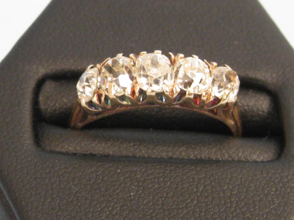 Appraisal: A Victorian five stone Diamond Ring the graduated circular-cut stones