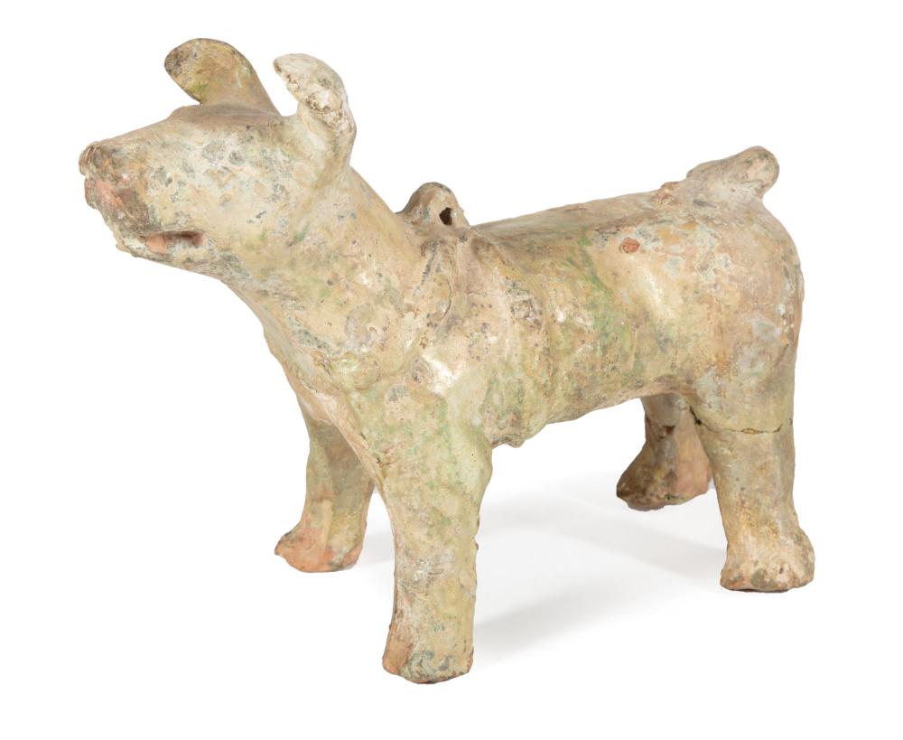 Appraisal: Chinese Glazed Pottery Dog probably Han Dynasty BCE- CE modeled