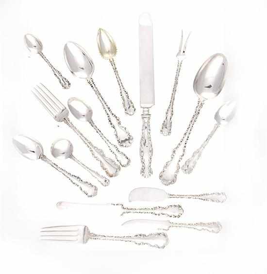 Appraisal: Whiting Louis XV sterling flatware set New York circa comprising