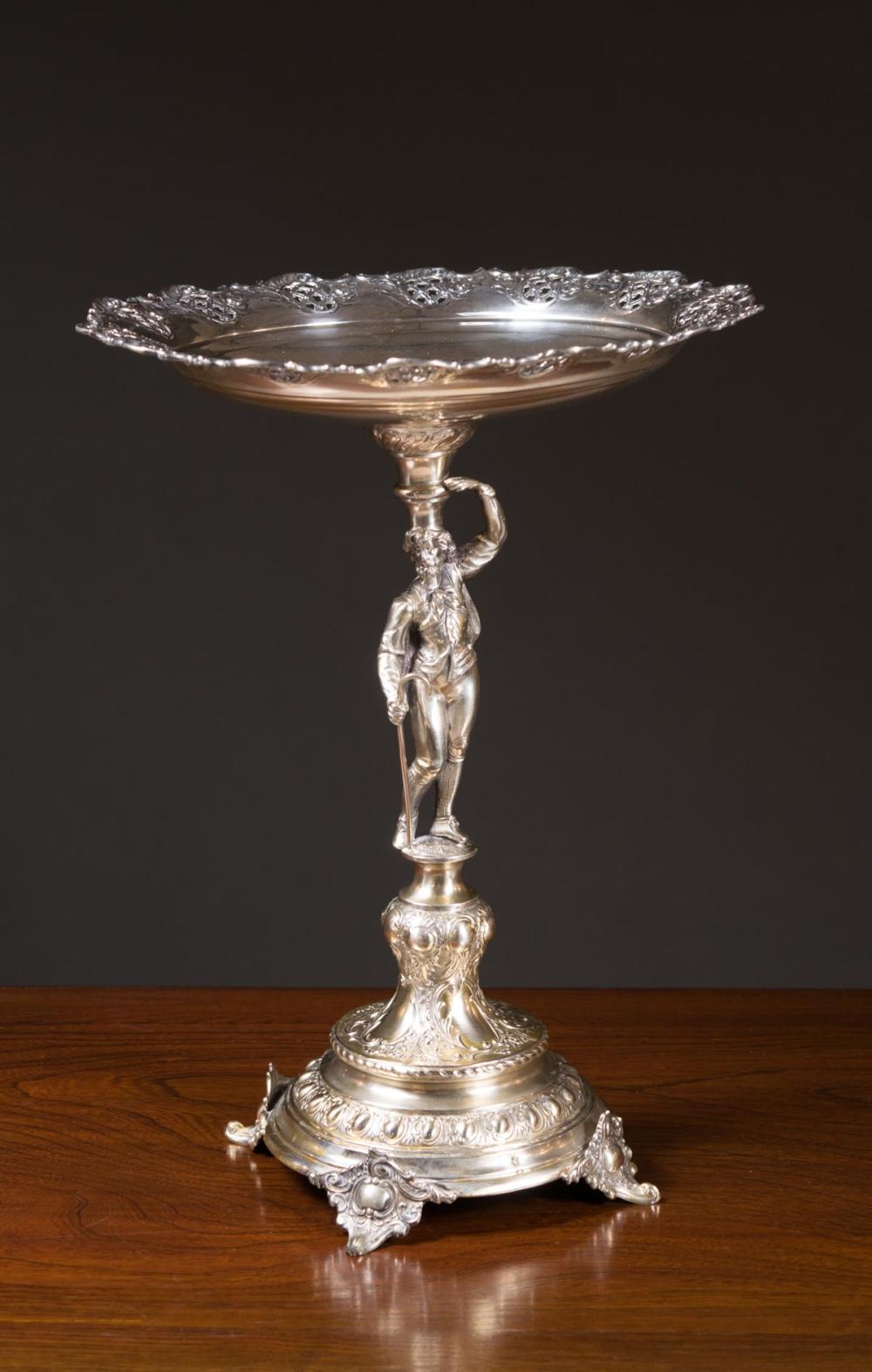 Appraisal: AUSTRIAN FINE SILVER FIGURAL COMPOTE th century featuring a gentlemen