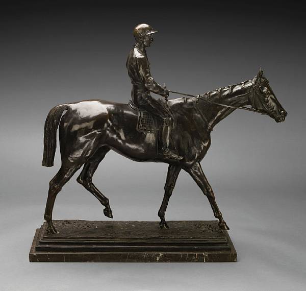 Appraisal: A French patinated bronze equestrian group cast after a model