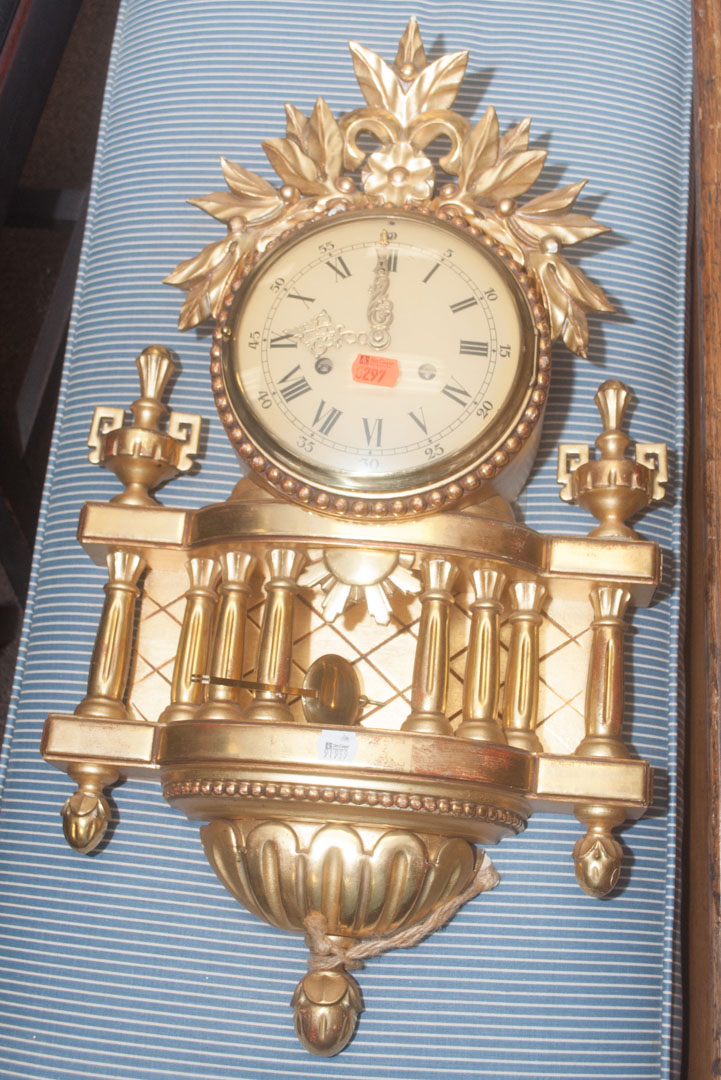 Appraisal: Gilt wood wall clock Undernumber