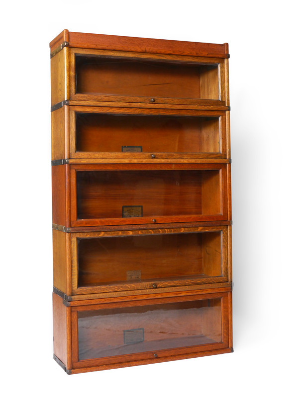 Appraisal: GLOBE WERNICKE STACKING OAK BOOKCASE stack barrister oak bookcase overall