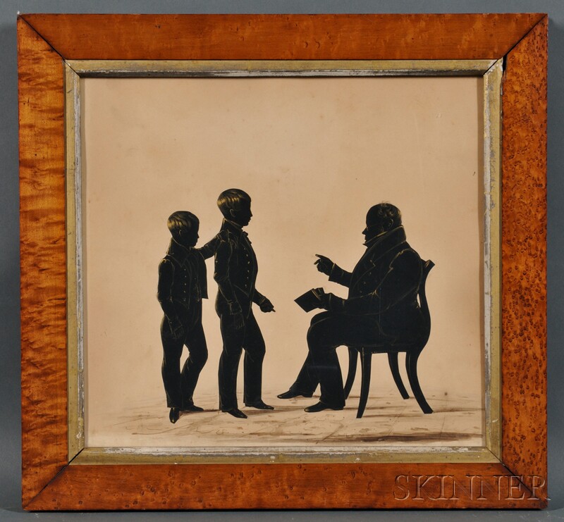 Appraisal: Family Group Silhouette Portrait England c cut and pasted silhouette