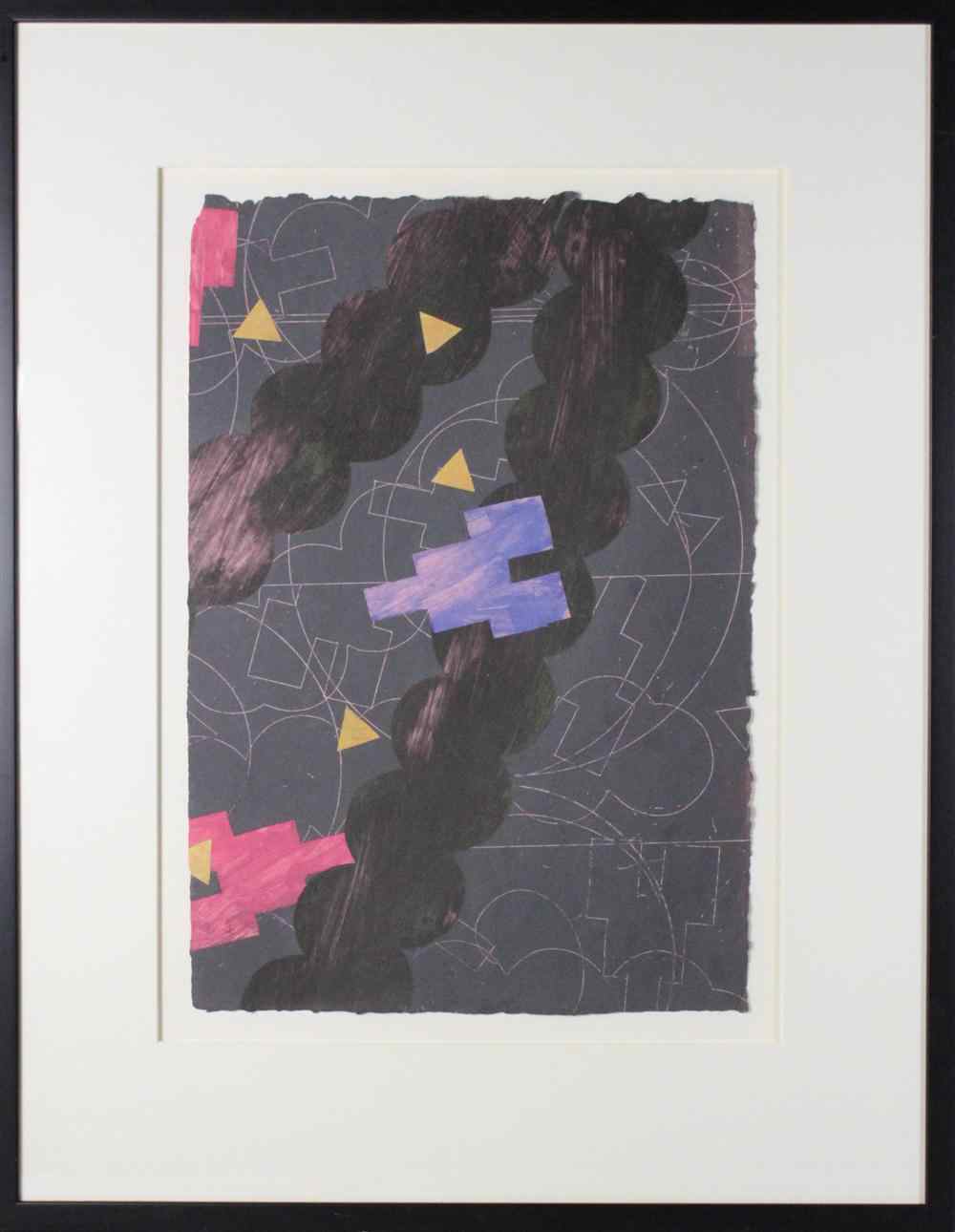 Appraisal: TH CENTURY SIX ABSTRACT PRINTS WITH PINK BLUE AND YELLOW