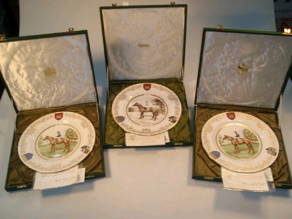 Appraisal: Three Spode limited edition St Ledger winners plates and x