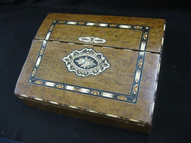 Appraisal: Victorian Travel Box Desk fancy inlaid top x