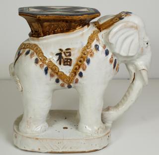 Appraisal: Chinese Porcelain Elephant Garden Stool White having enamel decoration with