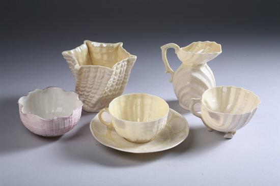 Appraisal: PIECES BELEEK PORECELIAN Including two teacups three stands footed teacup