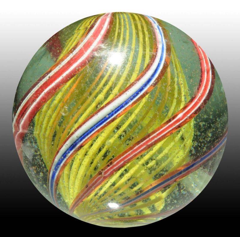 Appraisal: Latticino Swirl Marble Description Original surface Nice color and band