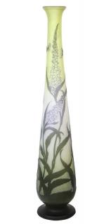 Appraisal: Galle Art Nouveau tall cameo glass vase Galle Art Nouveau