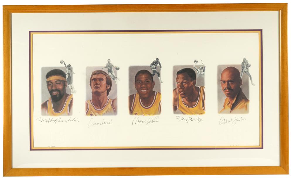 Appraisal: LOS ANGELES LAKERS LEGENDS SIGNED LITHOGRAPHAnn Nielsen autographed limited edition