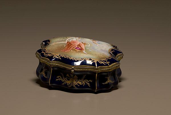 Appraisal: SEVRES-STYLE DRESSER BOX WITH ORMOLU MOUNTS Continental early th century