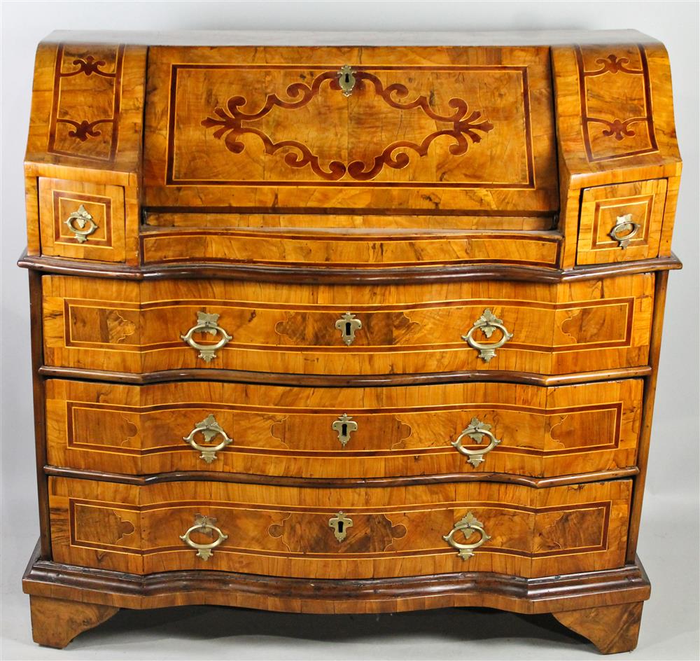 Appraisal: ITALIAN INLAID WALNUT FALL FRONT DESK late th C having