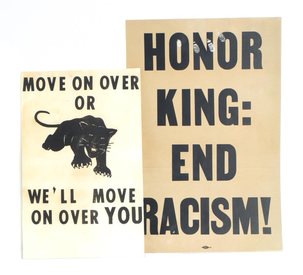 Appraisal: VINTAGE POSTERS MARTIN L KING BLACK PANTHERSTwo vintage lithograph unframed