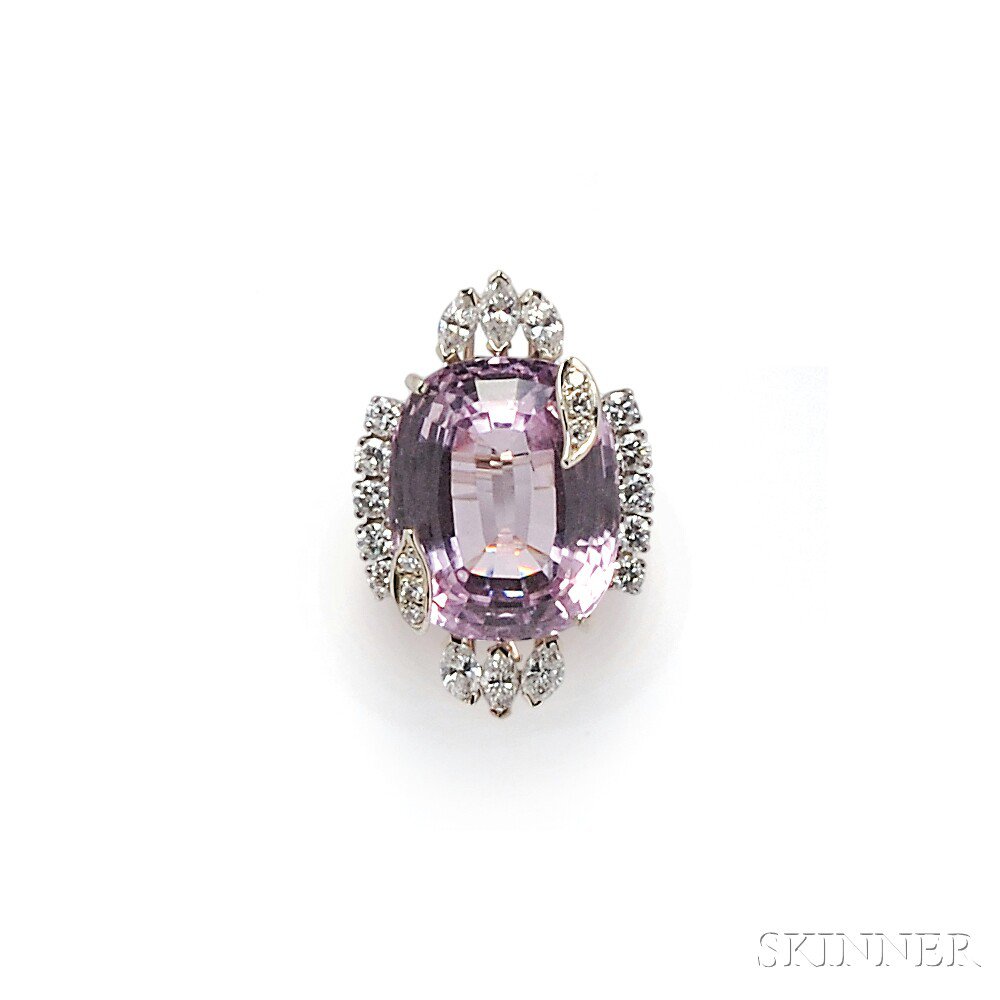 Appraisal: kt White Gold Kunzite and Diamond Ring set with a