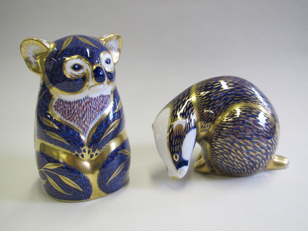 Appraisal: Two Royal Crown Derby paperweights including koala and badger