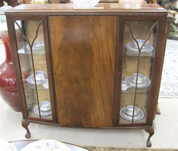 Appraisal: GEORGE III STYLE MAHOGANY BOW-FRONT CHINA CABINET English early th